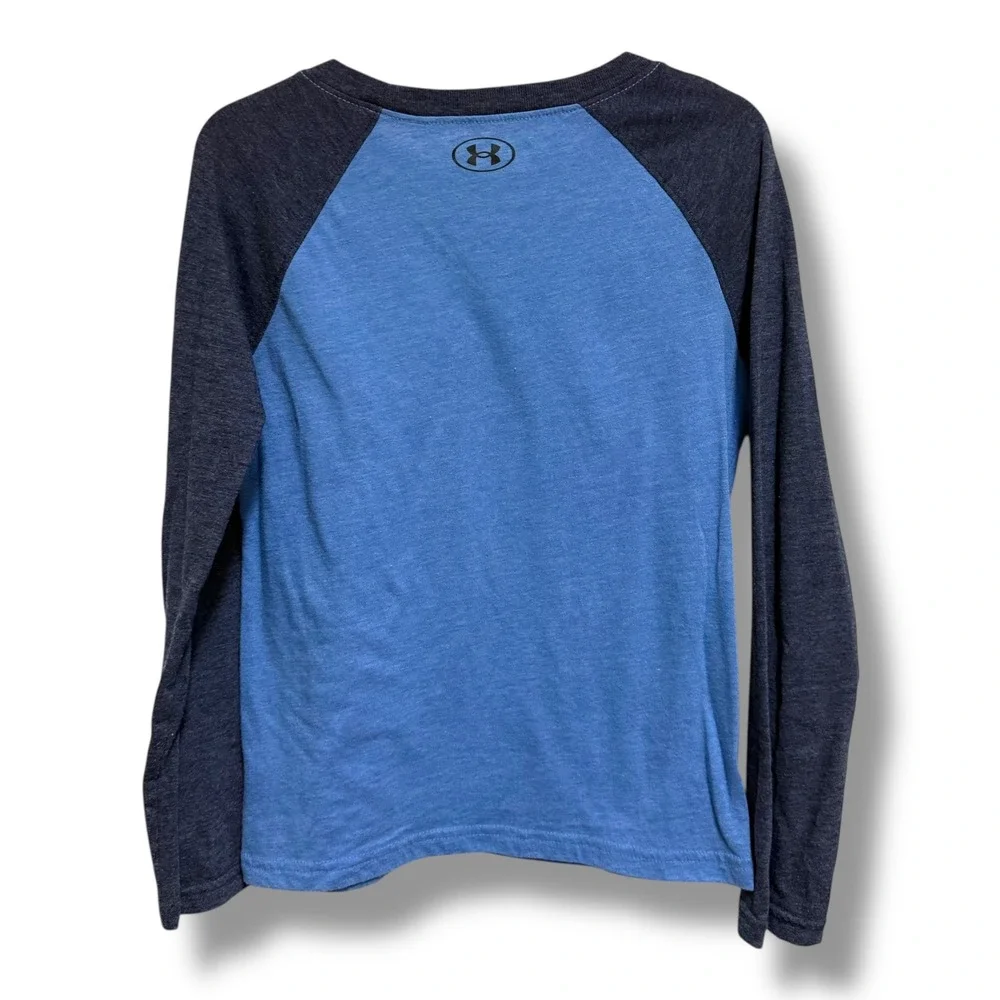 Under Armour Kids Blue Raglan Long Sleeve Logo Tee Shirt UAFEA30E-433 7 Baseball
